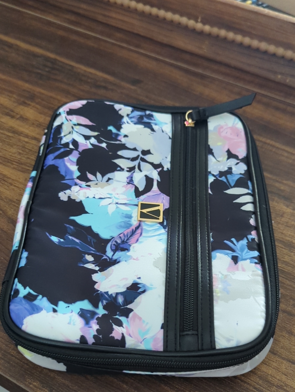 Floral Print Travel Organizer Pouch - Black Multi